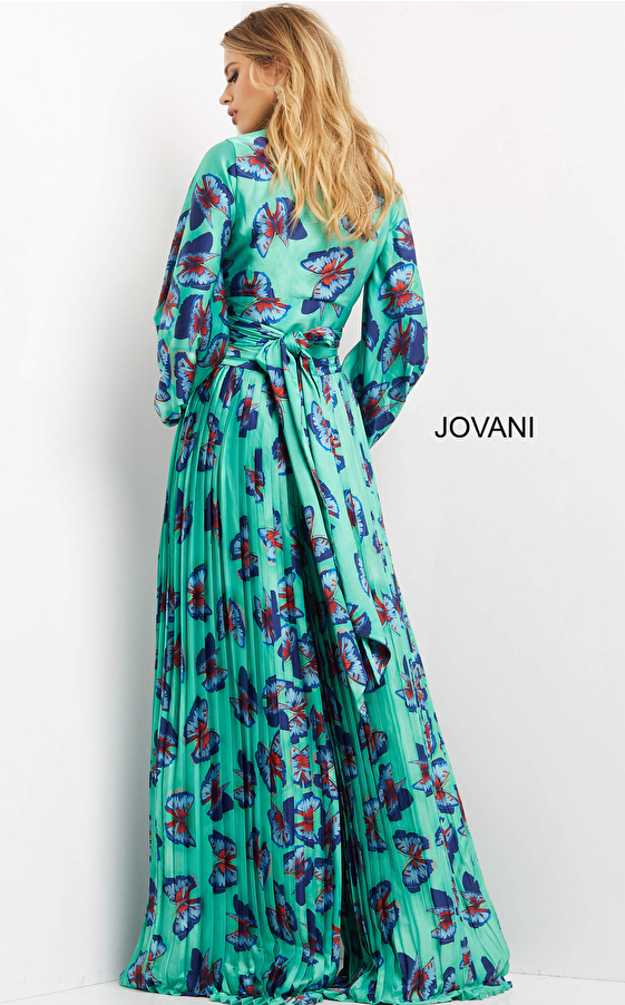 Jovani 06844 | Green Multi Long Sleeve Contemporary Suit