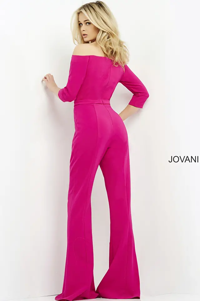 Jovani 1867 | Fuchsia Front Slits Pants Ready to Wear Jumpsuit
