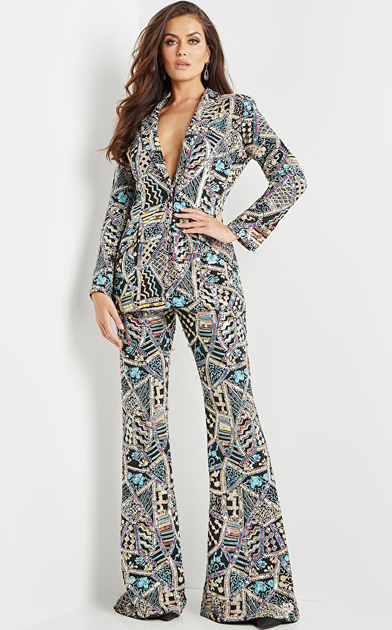 Jovani Dress 09816 | Jovani 09816 Multi Color Two Piece Pant Suit