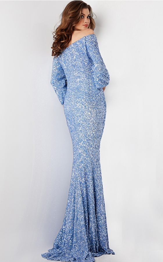 Jovani Dress 25949 | Blue three quarter sleeve dress 25949