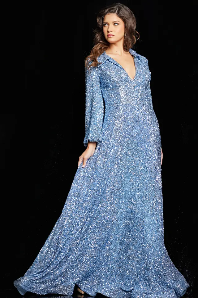 Joanna Hope V-Neck Half Beaded Dress Navy  Maxi dress, Sequin maxi dress,  Maxi dress blue