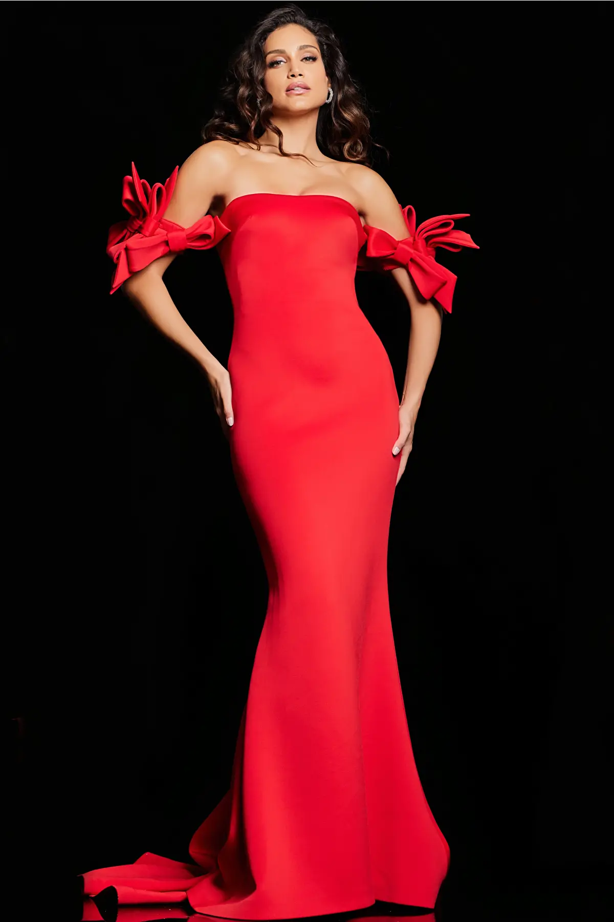 Jovani Dress 36997 | Red straight neck dress 36997