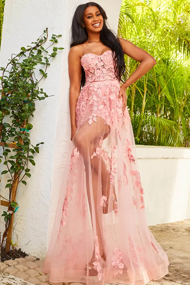 Jovani Dress 23713  Pink Embellished A line Dress