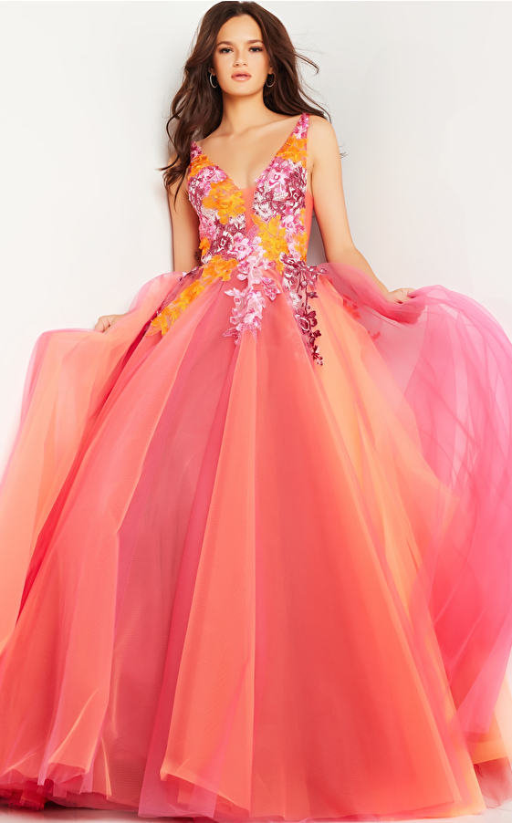 Pink and hotsell orange prom dress