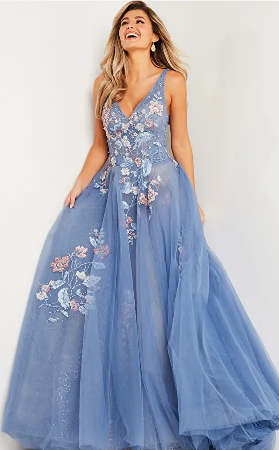 Jovani Dress 37468 | Blue A line Sleeveless ballgown 37468