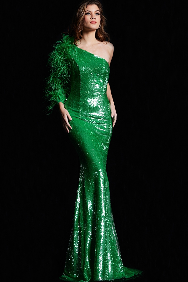 Voluminous Green Gown with Stunning Sorrento Green suit with