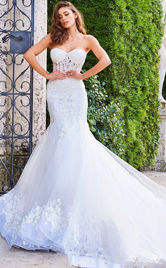 Jovani Dress jb07260  Lace Mermaid white wedding dress