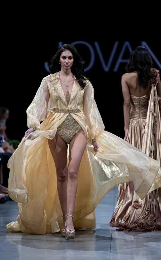 Model walking down the runway at Jovani fashion show in New York 2023 - Image 3