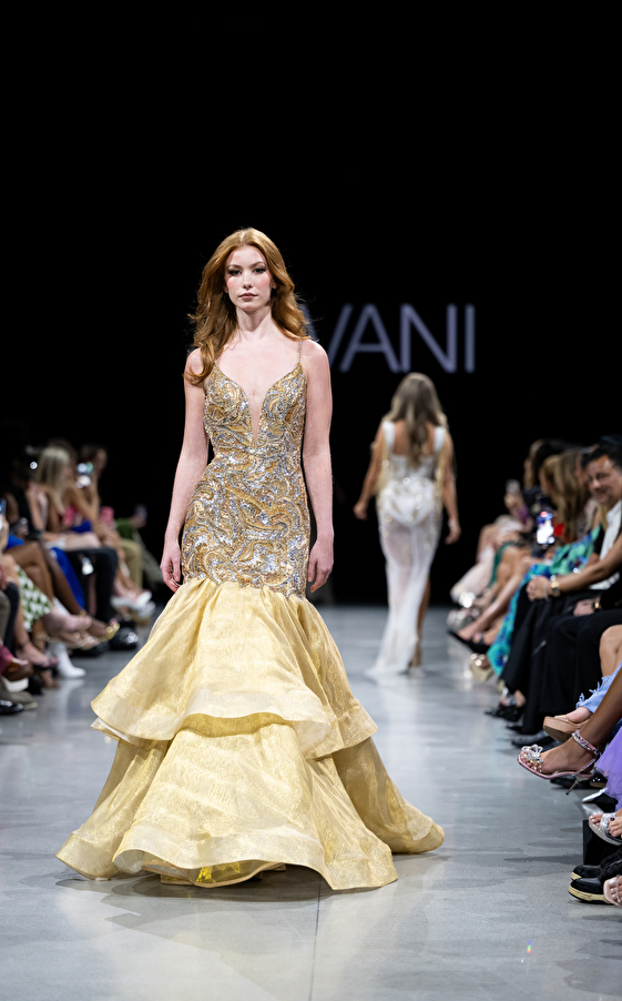 Model walking down the runway at Jovani fashion show in New York 2023 - Image 5
