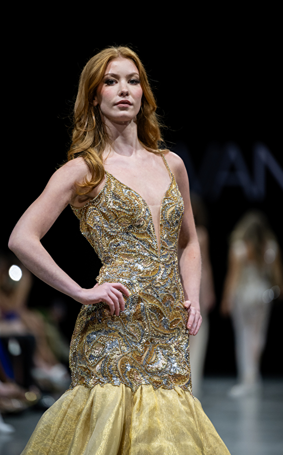 Model walking down the runway at Jovani fashion show in New York 2023 - Image 6