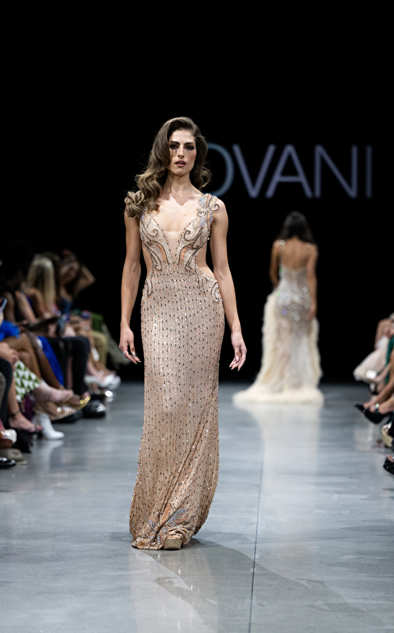 Model walking down the runway at Jovani fashion show in New York 2023 - Image 11