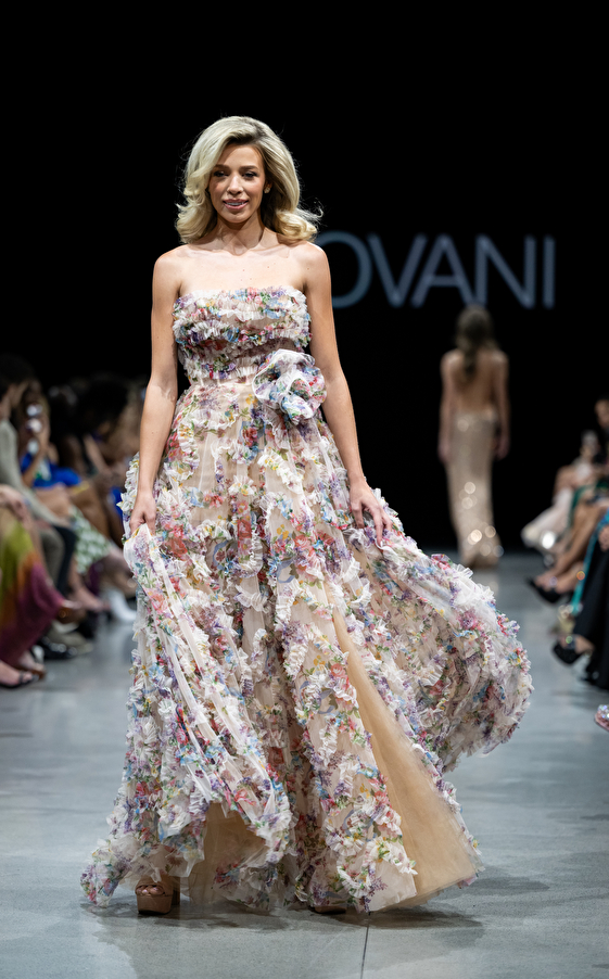 Model walking down the runway at Jovani fashion show in New York 2023 - Image 12
