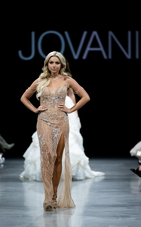 Model walking down the runway at Jovani fashion show in New York 2023 - Image 13