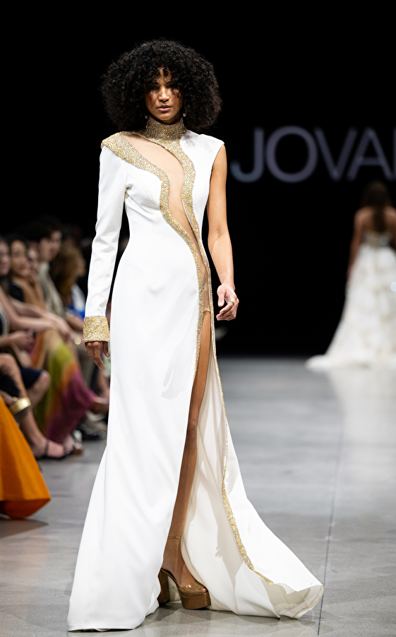Model walking down the runway at Jovani fashion show in New York 2023 - Image 16