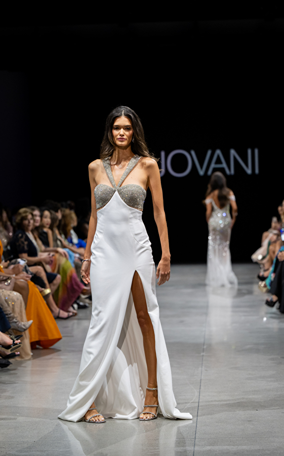 Model walking down the runway at Jovani fashion show in New York 2023 - Image 18