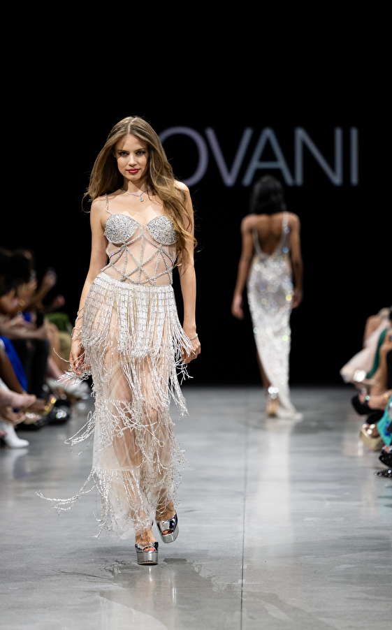 Model walking down the runway at Jovani fashion show in New York 2023 - Image 20