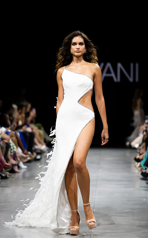 Model walking down the runway at Jovani fashion show in New York 2023 - Image 21