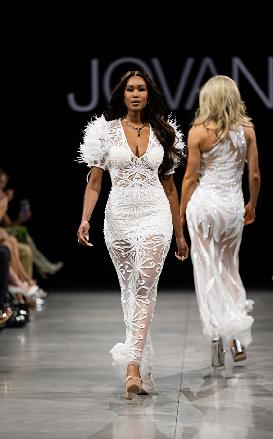 Model walking down the runway at Jovani fashion show in New York 2023 - Image 23