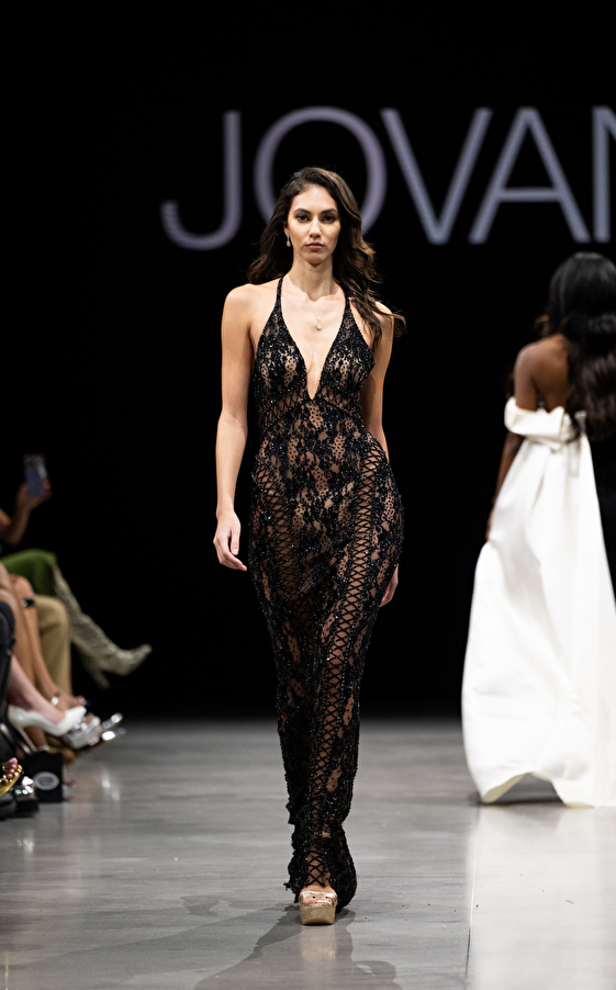 Model walking down the runway at Jovani fashion show in New York 2023 - Image 27