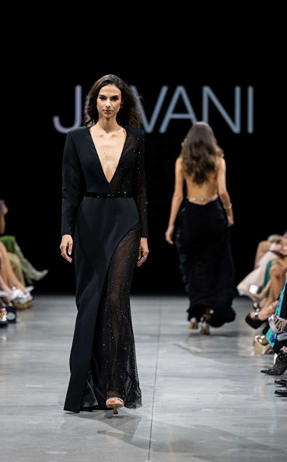 Model walking down the runway at Jovani fashion show in New York 2023 - Image 30