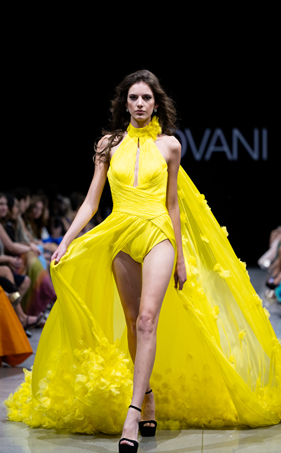 Model walking down the runway at Jovani fashion show in New York 2023 - Image 35