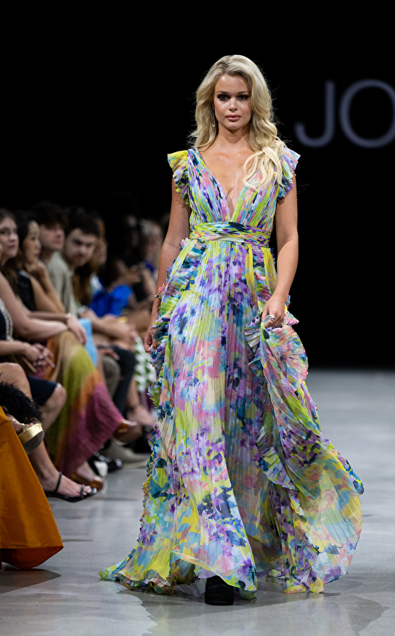Model walking down the runway at Jovani fashion show in New York 2023 - Image 37