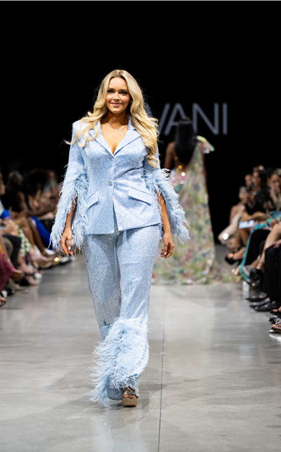 Model walking down the runway at Jovani fashion show in New York 2023 - Image 42