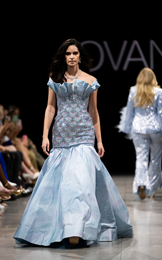 Model walking down the runway at Jovani fashion show in New York 2023 - Image 43