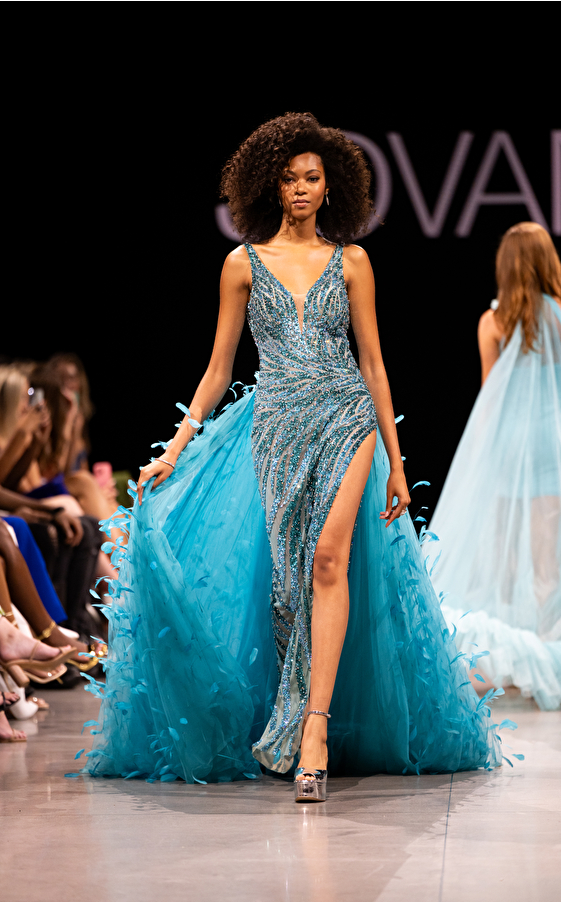 Model walking down the runway at Jovani fashion show in New York 2023 - Image 46