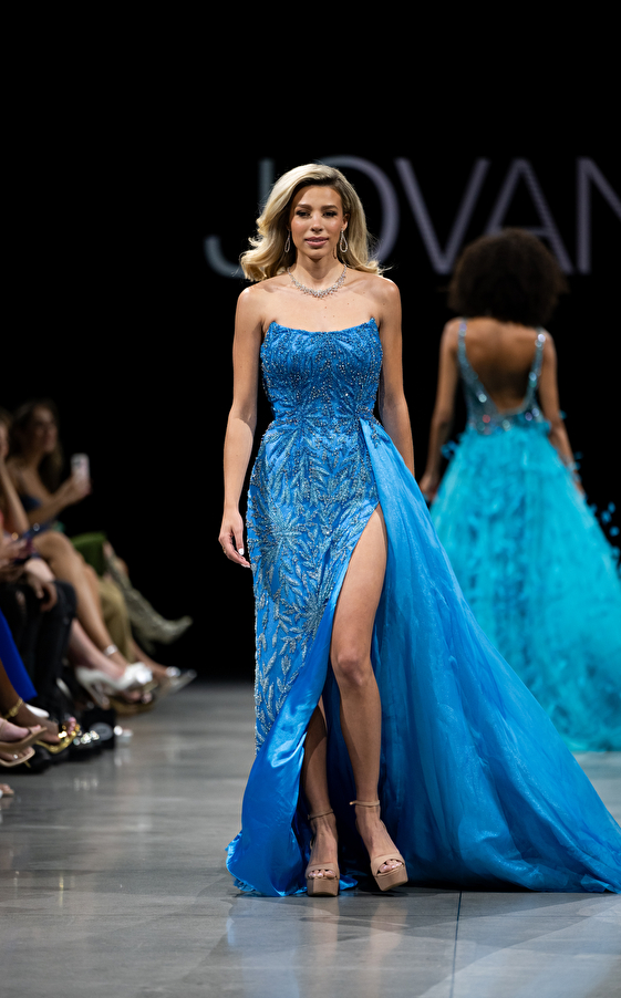 Model walking down the runway at Jovani fashion show in New York 2023 - Image 47