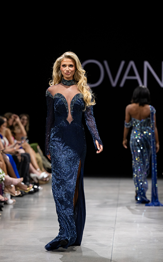 Model walking down the runway at Jovani fashion show in New York 2023 - Image 51