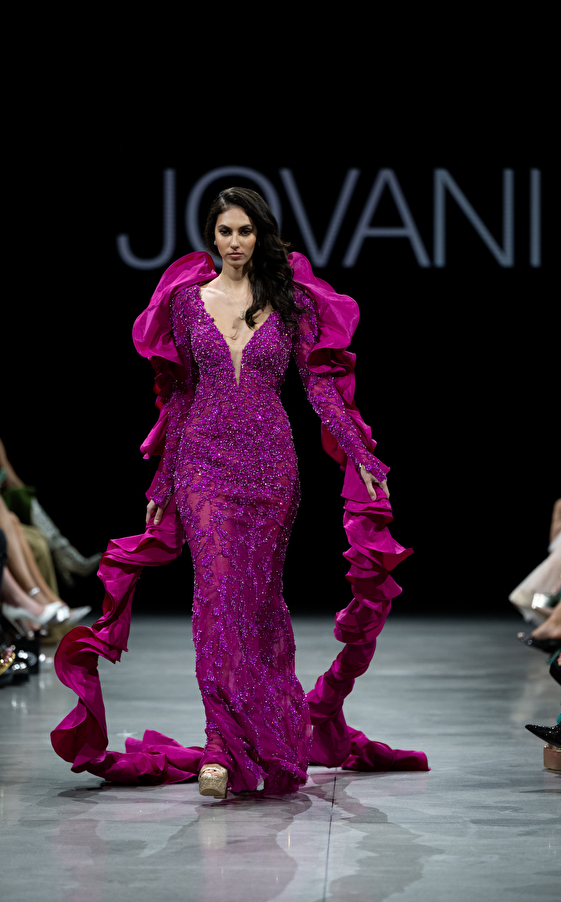 Model walking down the runway at Jovani fashion show in New York 2023 - Image 52