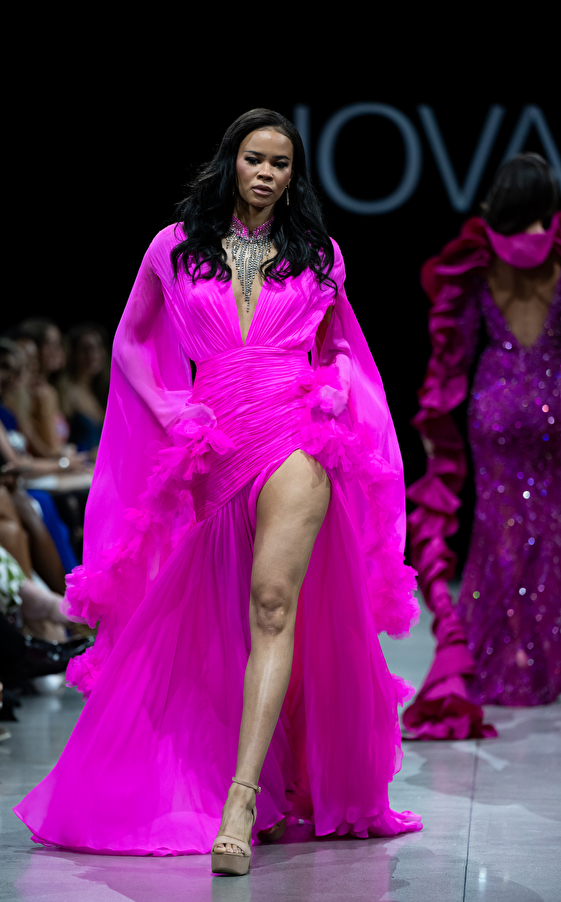 Model walking down the runway at Jovani fashion show in New York 2023 - Image 53