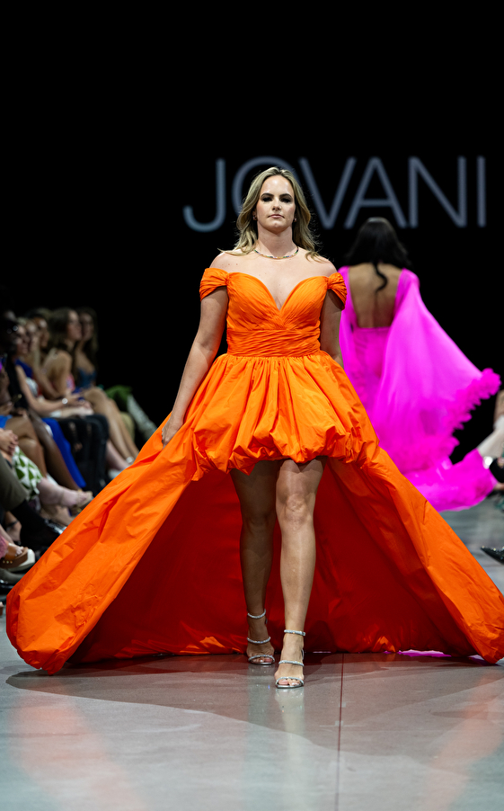 Model walking down the runway at Jovani fashion show in New York 2023 - Image 54