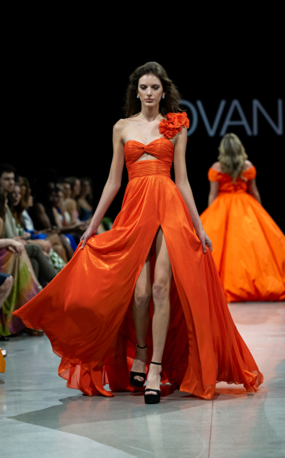 Model walking down the runway at Jovani fashion show in New York 2023 - Image 55
