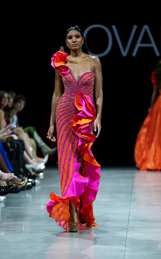 Model walking down the runway at Jovani fashion show in New York 2023 - Image 56
