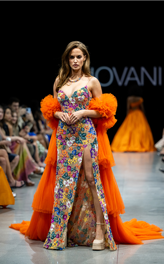 Model walking down the runway at Jovani fashion show in New York 2023 - Image 58