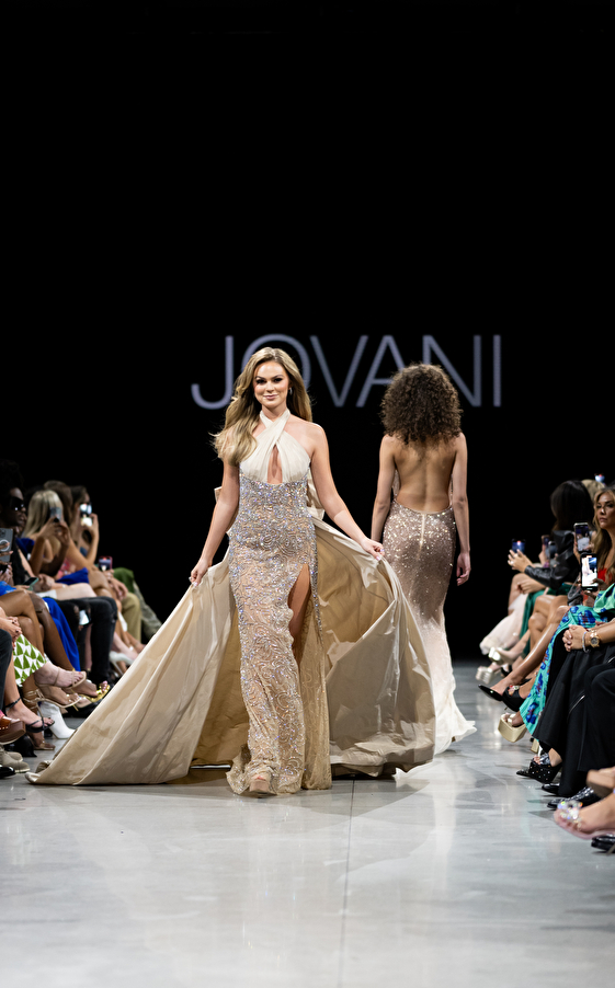 Model walking down the runway at Jovani fashion show in New York 2023 - Image 59