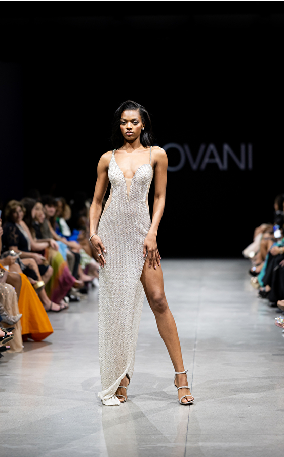 Model walking down the runway at Jovani fashion show in New York 2023 - Image 60