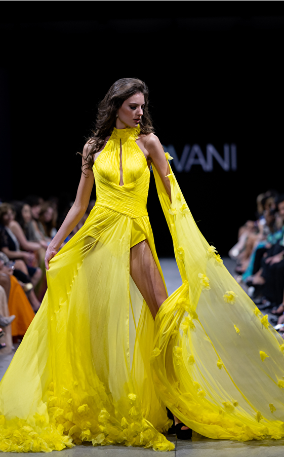Model walking down the runway at Jovani fashion show in New York 2023 - Image 63