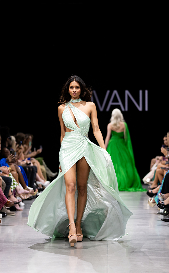Model walking down the runway at Jovani fashion show in New York 2023 - Image 65