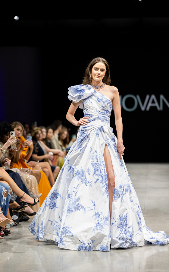 Model walking down the runway at Jovani fashion show in New York 2023 - Image 68