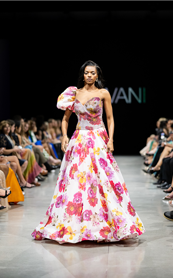Model walking down the runway at Jovani fashion show in New York 2023 - Image 71