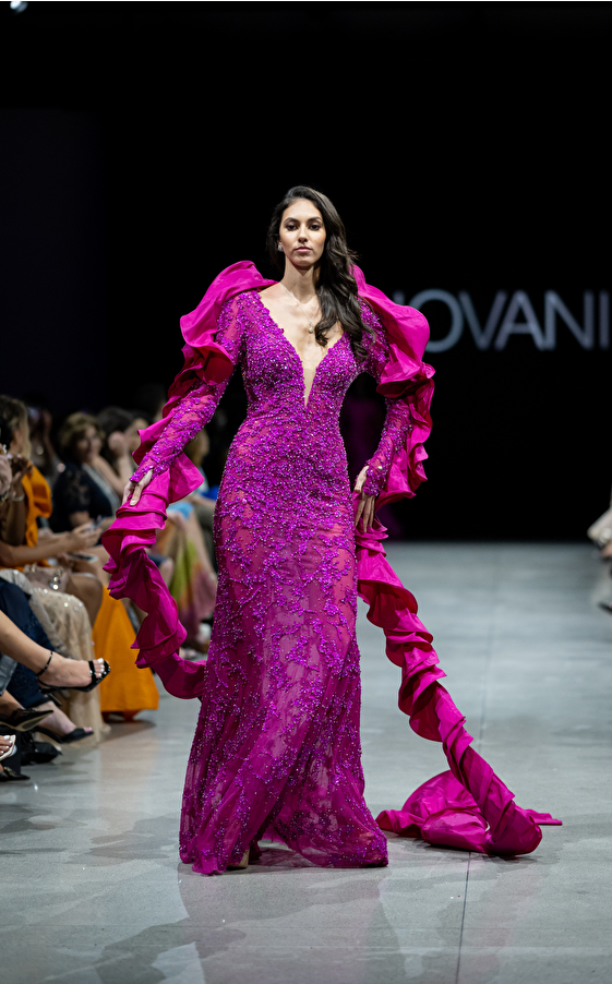 Model walking down the runway at Jovani fashion show in New York 2023 - Image 72