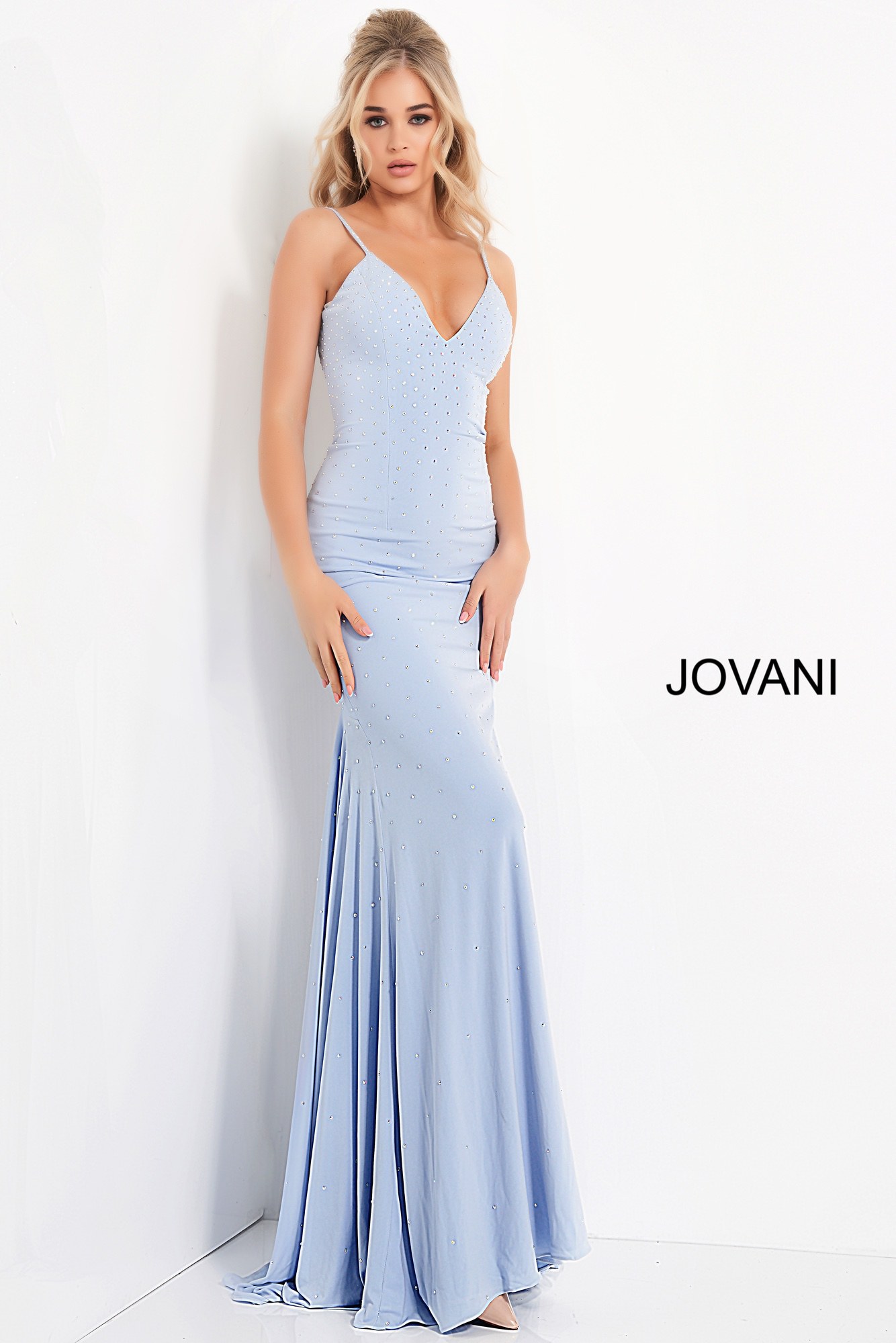 Jovani 00625 | Hot Pink Embellished Tie Back Prom Dress