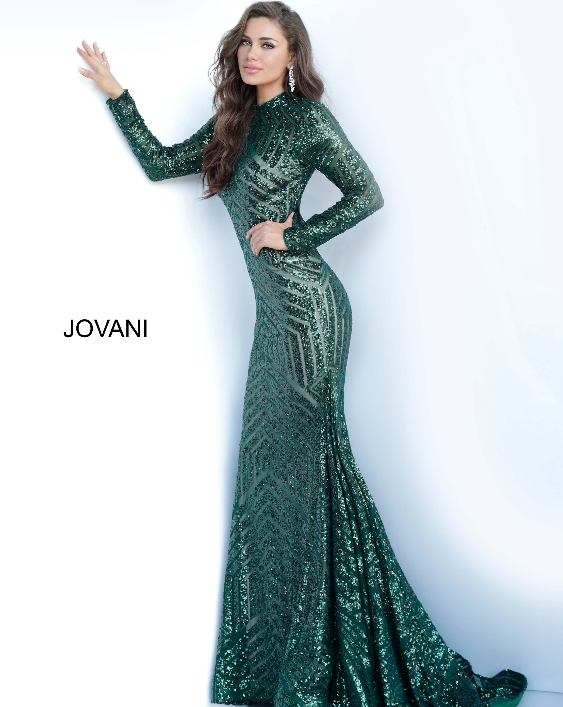 green sparkly long sleeve dress