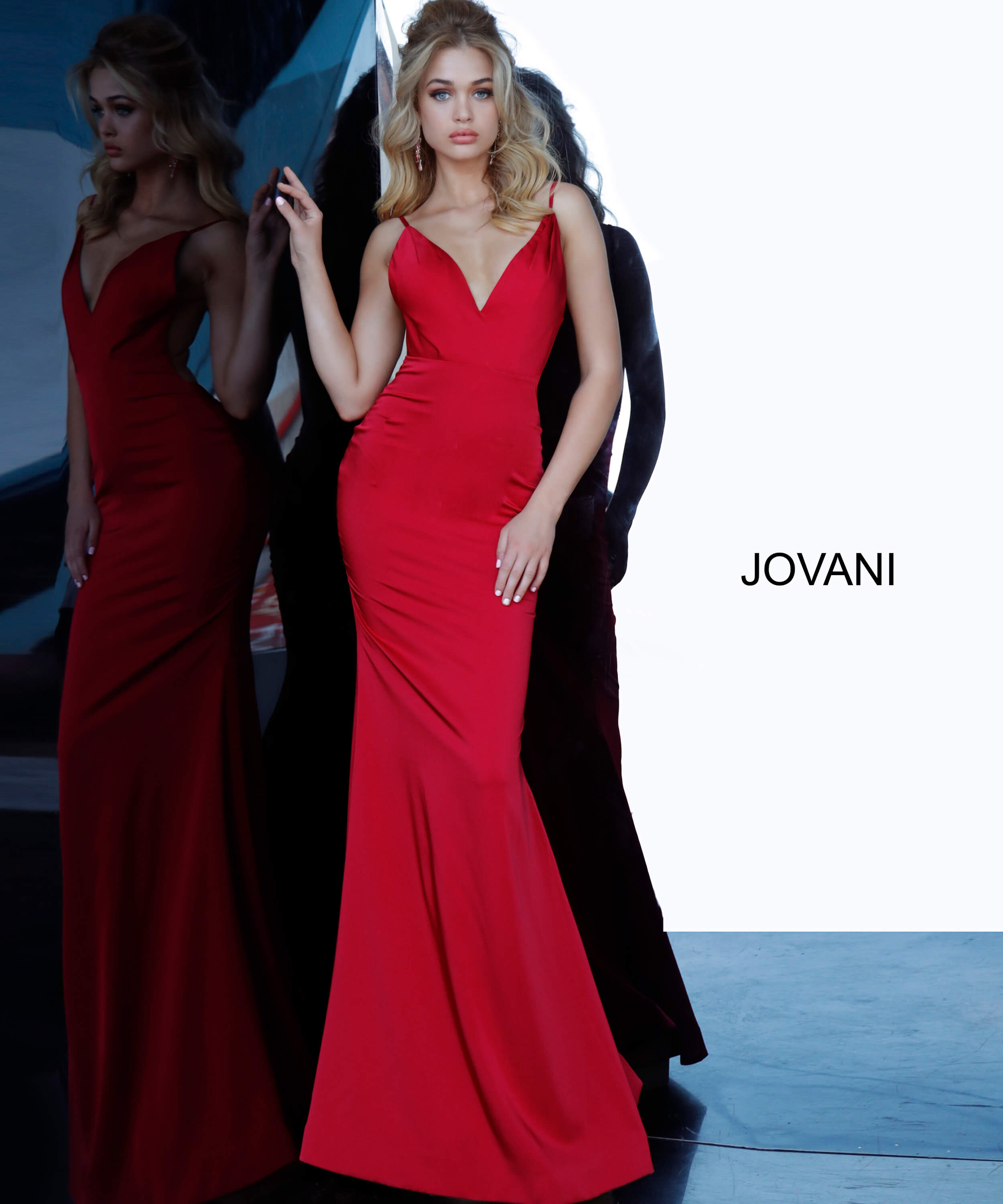 Jovani 67857 | Red Backless Simple Prom Dress