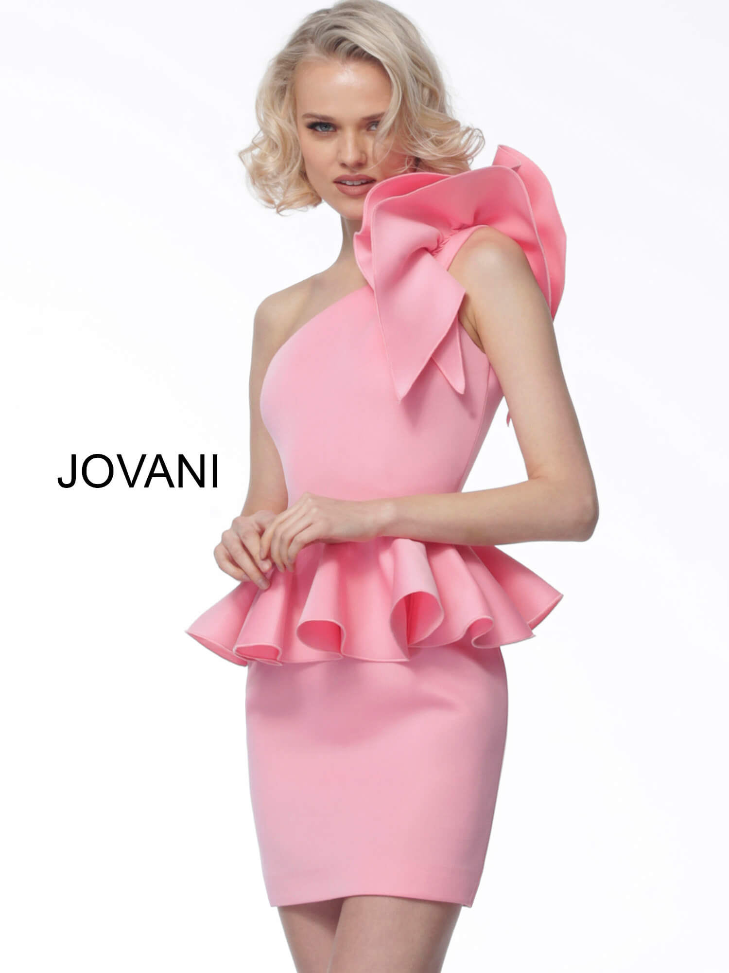 pink one shoulder dress