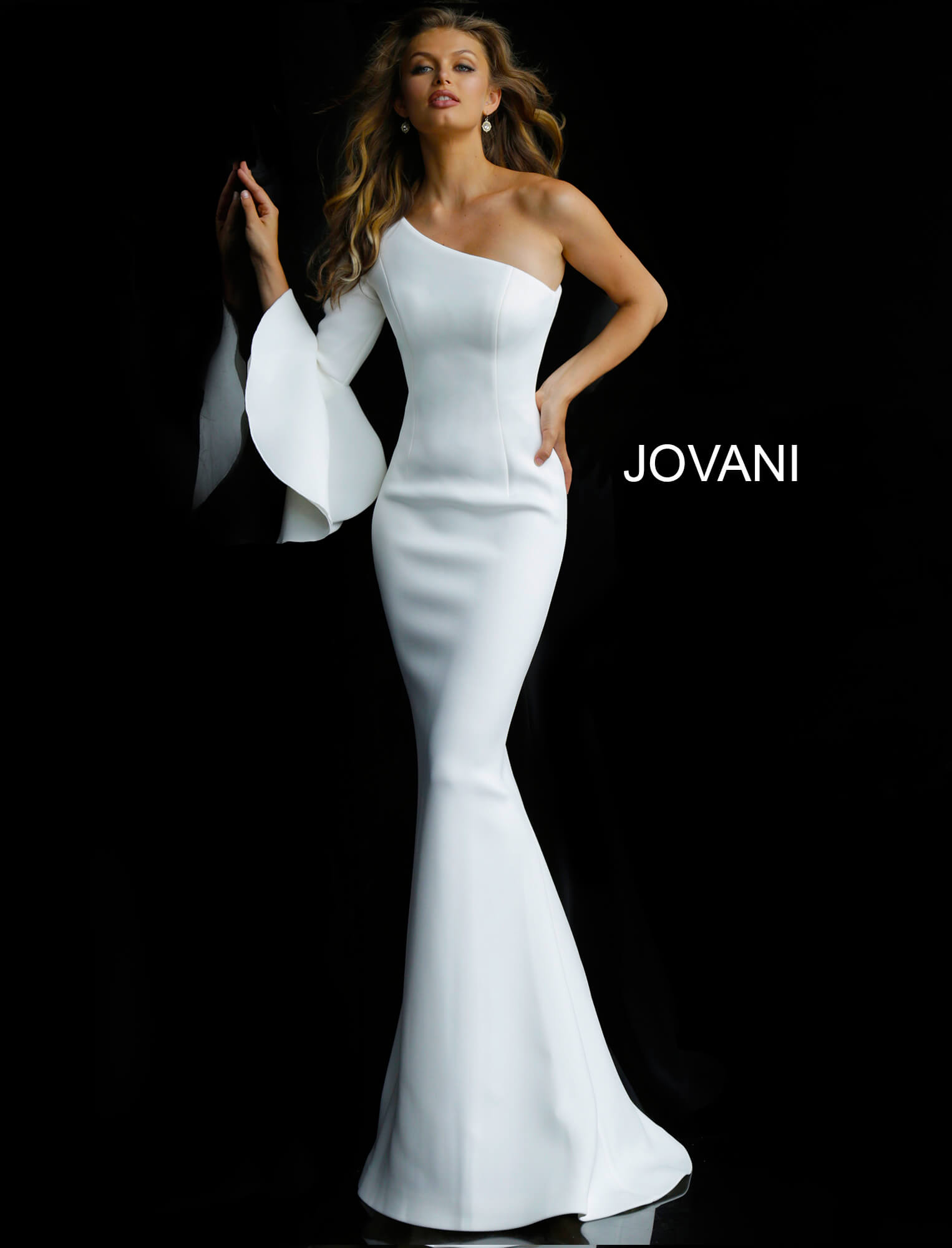 one shoulder white long dress