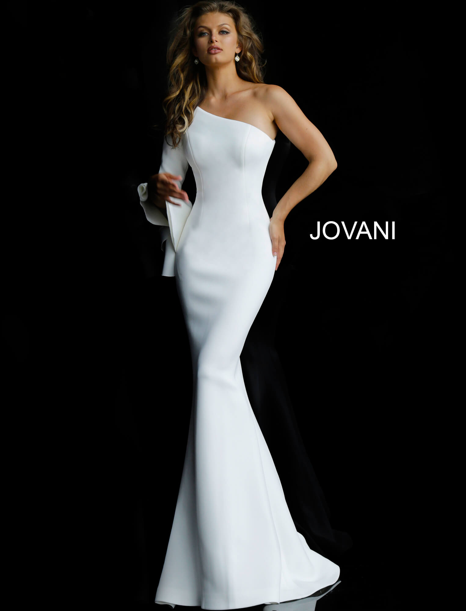 one shoulder white formal dress